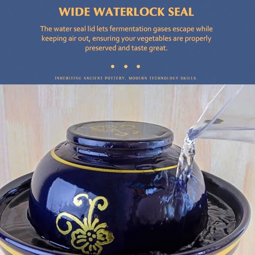 Traditional Chinese Porcelain Pickle Jar, Fermentation Crock Pickling Pot, Fermenting Jar With Lid, Stoneware Fermenter(4.5kg) - size: 4.5kg