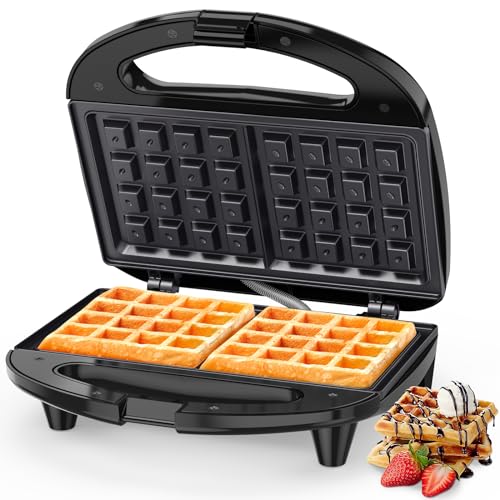 OSTBA Waffle Maker, 2 Slice Non-Stick Waffle Iron, Belgian Waffle Machine with Indicator Lights, PFOA Free, Perfect for Breakfast and Snacks, 750W - style: ABS07-W