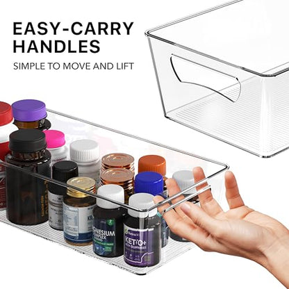Simple Houseware 4 Pcs Pantry Clear Bin Storage Organizer, 14" x 7" x 3.75" - size: 4 Pack - 14 x 7 x 3.75