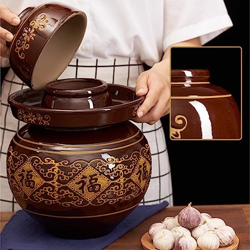 Ceramic Fermentation Crock Jar Kit,Sauerkraut Crock, Traditional Chinese Porcelain Pickle Jar with Water Seal Airlock Lid,Pickle Jar for Fermenting or Pickling Pickl 5.5Kg - size: 5.5Kg