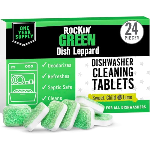 Rockin' Green Deep Cleaning and Deodorizing Tablets for Dishwashers, Washing Machines, and Garbage Disposals, Removes Odor and Residue (Dishwasher Cleaning Tablets, 24 Pack) - size: 1 Count (Pack of 24), style: Dishwasher Cleaning Tablets