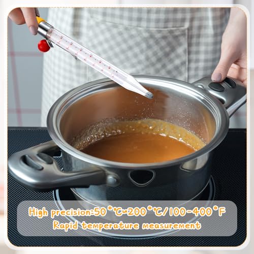 Photect Candy Thermometer with Pot Clip 8" Deep Fry Oil Thermometer for Candy Making Instant Read Cooking Food Thermograph Sugar Syrup Jam Jelly Oil Temperature Kitchen Accessories(Yellow,1 Pcs) - color: Yellow