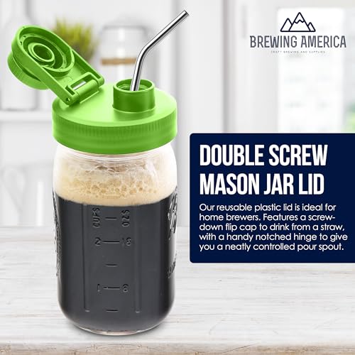 Mason Jar Lids Wide Mouth Plastic 4 Pack - With Flip Cap Screw Top Pouring Spout and Drink Hole - Fits Kerr and Ball Canning Jars - Wet/Dry Food and Liquid Storage - MADE IN USA (Spring Mixed Colors) - color: Multi Spring