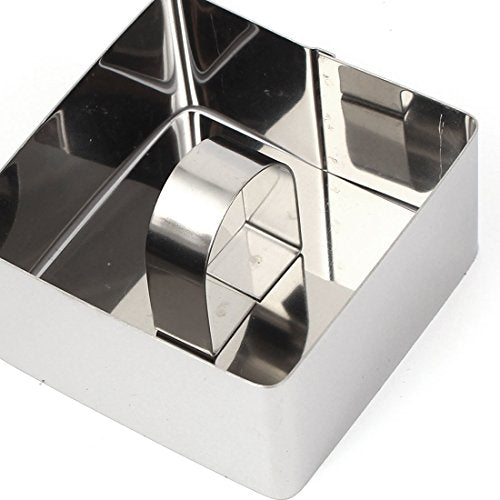 Ruilogod Stainless Steel DIY Small Mousse Ring Lamy Cheese Cake Food Moulding Tool(Square) (id: ffa ee6 a85 6c8 8f0