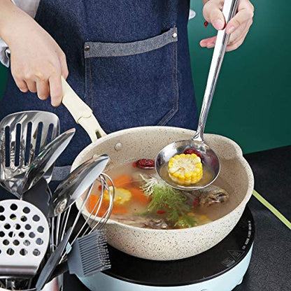 Stainless Steel Ladle, Berglander Soup Ladle, Cooking Ladle, Kitchen Ladle, Metal Soup Spoon For Cooking Non-Stick And Heat Resistant, Dishwasher Safe, Easy to Clean - size: G. Ladle