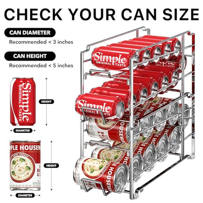 Simple Houseware Soda Can Organizer Stackable Rack Dispenser for Pantry/Refrigerator, Chrome, 4 Pack - color: Chrome