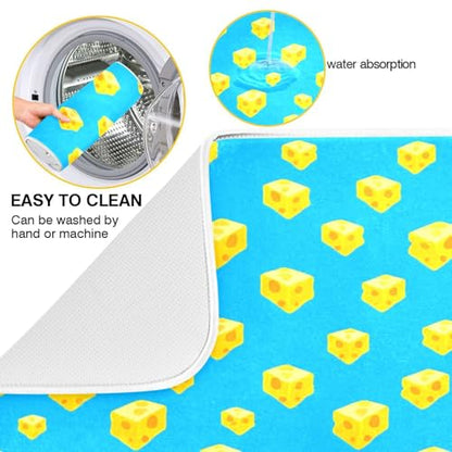 Qilmy Cheese Dish Drying Mat Absorbent Reversible Dish Drainer Pad Tableware Mat for Kitchen Counter Home Decoration, 18 x 24 Inch - size: 18 x 24 Inch