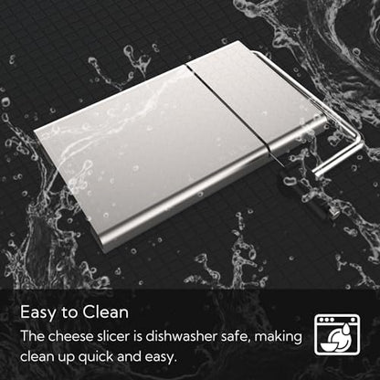 KITCHENDAO Replaceable Wire Cheese Slicer with Board and Measuring Grids,Tightness Adjustable Cheese Slicer, Stainless Steel Metal Cheese Cutter for Block Cheese, Dishwasher Safe, with 2 Extra Wires