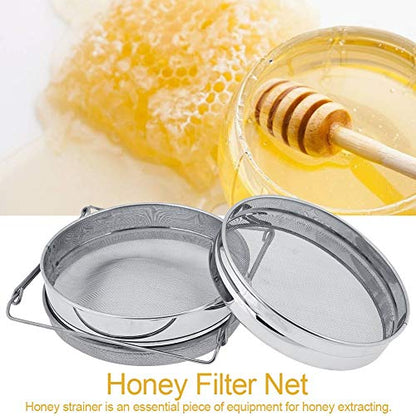 Stainless Steel Honey Strainer Double Sieve, for Honey Extracting, Bee Keeping Equipment Filter, for Most of Buckets, with Stretch Handle