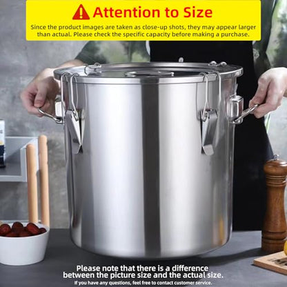 304 stainless steel food storage containers with lids lock clips airtight container large airtight for rice flour sugar grain coffee bean storage containers Kitchen jar (5.55gal/21L) - size: 5.55gal