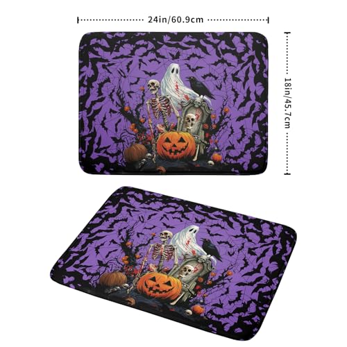 Giwawa Halloween Pumpkin Dish Drying Mat 18x24 inch Spooky Ghost Bat Dish Rack Mats Microfiber Draining Pad Fast Dry Holiday Kitchen Accessories - color: Halloween Purple, size: 18x24 inch