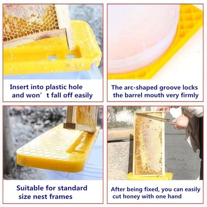 Honey Bucket Honey Extraction Tool Set,8 Tools and A Total of 19 Items，5 Gallon Honey Uncapping Tank Holder，Honey Bucket Frame Holder，Uncapping Fork Knife, Honey Gate, Honey Filter Bag