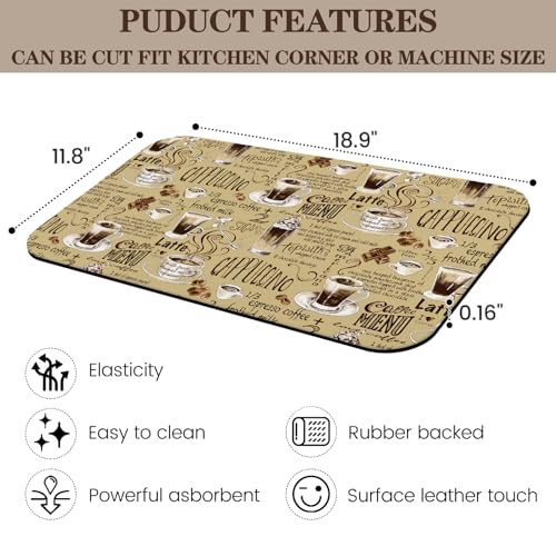 Absorbent Coffee Bar Mat for Espresso Machine & Coffee Maker - Rubber Backed Draining Pad for Countertop - color: Coffee-4