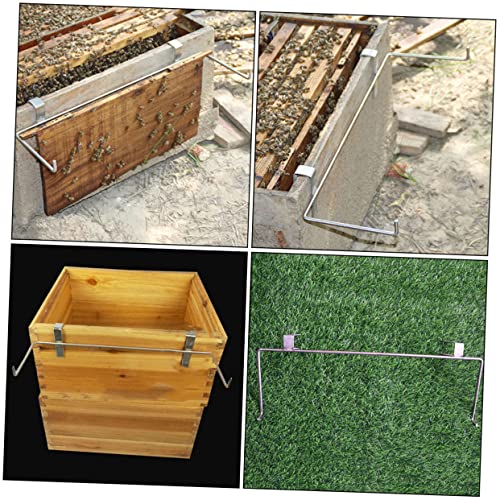Happyyami 2pcs Bee Box Shelf Metal Storage Rack Metal Brackets Metal Coat Hanger Beekeeping Frame Support Bracket Bee Frame Holder Beehive Frame Holder Grip Beehive Hanger Bee House Stand