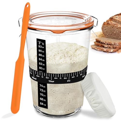 Sourdough Starter Jar, Sourdough Jar Wide Mouth, Sourdough Starter Kit, Sourdough Starter Jars Glass Easy Fermentation, Reusable 27 oz Sourdough Bread Baking Supplies for Bakery Lover - color: Jar