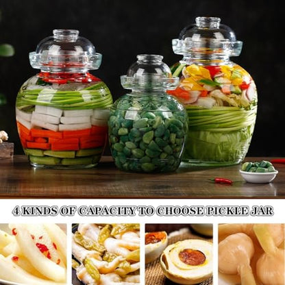 Fermentation Crock 4 Capacity Options Pickle Jar, Transparent And Visible Glass Kimchi Jar, Water Seal Fermenting Jars, Mushrooms/cauliflower(2.5kg) - size: 2.5kg