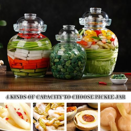 Fermentation Crock 4 Capacity Options Pickle Jar, Transparent And Visible Glass Kimchi Jar, Water Seal Fermenting Jars, Mushrooms/cauliflower(10kg) - size: 10kg