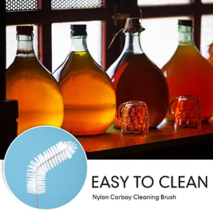 2 Pieces Nylon Carboy Cleaning Brush 13 Inch Long Gallon Jug Brush with Wood Handle Milk Bottle Cleaning Kit for 1 Gallon Glass Corny Kegs Wine Making Home Brewing