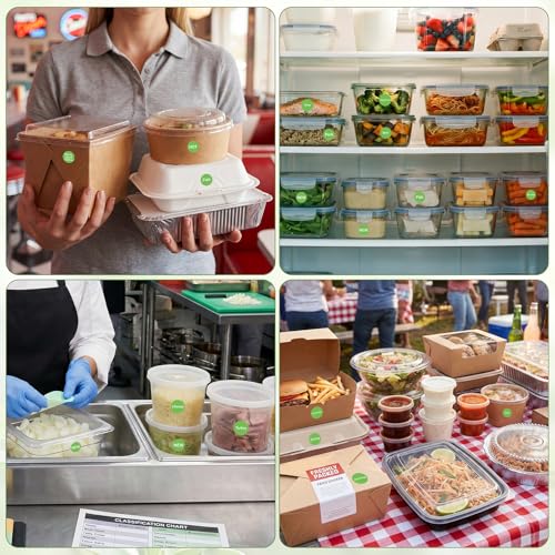 1000 Pcs Pork Food Labels 1 Inch, Vinyl Green Round Food Stickers Waterproof Oil Proof Adhesive Roll for Deli Sandwich Shop BBQ Catering Restaurant