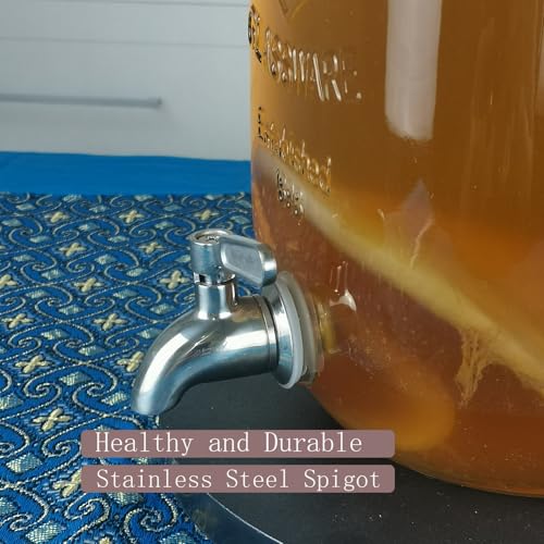 Kombucha & Jun Starter Kit - 1.3 Gallon Glass Jar With Stainless Steel Spigot Perfect for Continuous Brewing, pH Test Strips, Temperature Strip, Cloth Cover, Funnel with Filters - style: Kombucha Brew Kit with 1.3gallon Jar