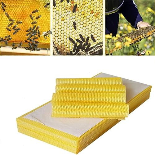 TooGet Beeswax Foundation Sheets, 10-Pack Natural Yellow Beeswax Sheets for Beekeeping Hive Frames & Candle Making Supplies - 13.3 x 9 cm