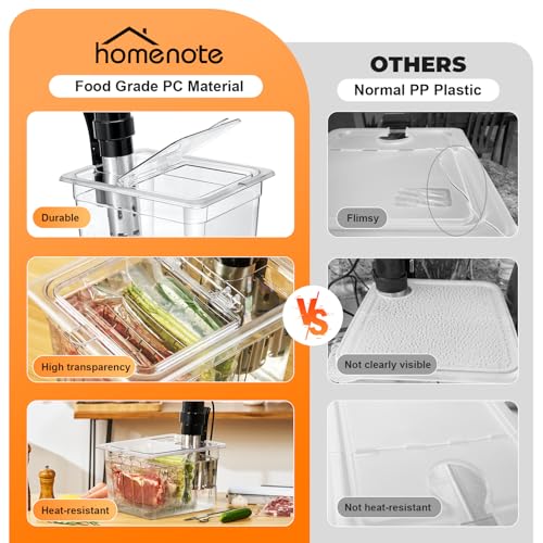 HOMENOTE Sous Vide Container 12 Quart with Universal Collapsible Hinged Lid,Sous Vide Accessories Kit BPA Free,Compatible with Anova and Most Sous Vide Cookers - color: Container - without accessories