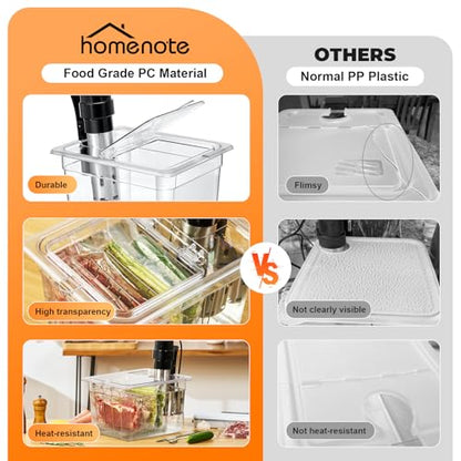 HOMENOTE Sous Vide Container 12 Quart with Universal Collapsible Hinged Lid,Sous Vide Accessories Kit BPA Free,Compatible with Anova and Most Sous Vide Cookers - color: Container - without accessories