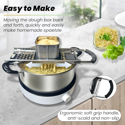 Spaetzle Maker, Premium Grade Stainless Steel Spaetzle Press and Spider Strainer, Efficient Homemade Spaetzle and Knoepfle, Dishwasher Safe Spaetzle Noodle Maker for Pots Up to 30 CM - style: Spaetzle Maker and Spider Strainer
