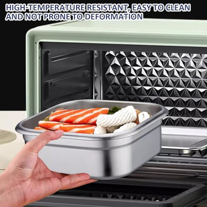 Stainless Steel Food Storage Containers, 2PCS Stainless Steel Containers with Lids, 1.8L Airtight Marinade Container with Handle & Buckle Oven Safe for Roasting, Brining, Meal Prep, Storing
