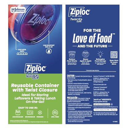 Ziploc Twist n Loc Food Storage Containers, Leak Resistant Design, Small and Medium Round, Variety Pack, 5 count