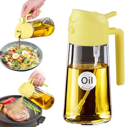YARRAMATE 16oz/470ml Glass Olive Oil Sprayer for Cooking with Stickers, 2 in 1 Oil Dispenser for Kitchen Gadgets, Food Grade Premium Spray Bottle for Salad, Frying, BBQ (Pomelo) - color: 11_Pomelo