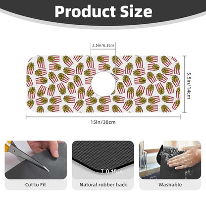 Fries Faucet Mat For Kitchen Sink, Absorbent Countertop Protector, Quick Dry Sink Splash Guard Pad, Waterproof Draining Mat 15" X 5.5" - color: Style 5