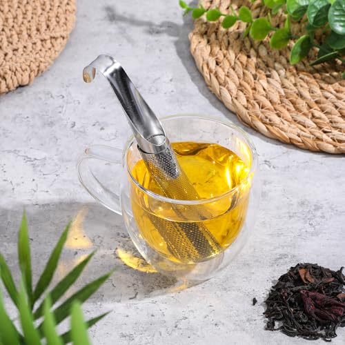 3Pcs Tea Infuser Fine Mesh Strainer Tea Steeper for Loose-Tea Stainless Steel Long Handle Infuser for Coffee Spices Seasonings, Silver