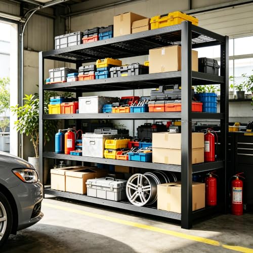 84" H Heavy Duty Wire Garage Shelving, 5-Tier Adjustable Industrial Metal Storage Shelving Unit,Standing Storage Rack for Warehouse and Basement, 24" D x 55" W x 84" H - size: 24"D x 55"W x 84"H(Wire Mesh)