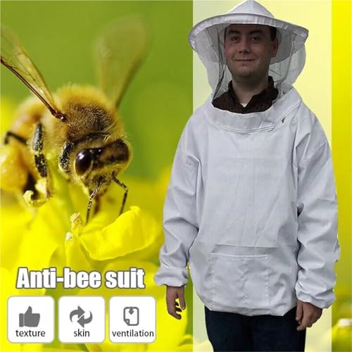 Mosquito Suits For Adult 2Pcs Protective Beekeeping Jacket Veil Smock Equipment Beekeeping Hat Sleeve