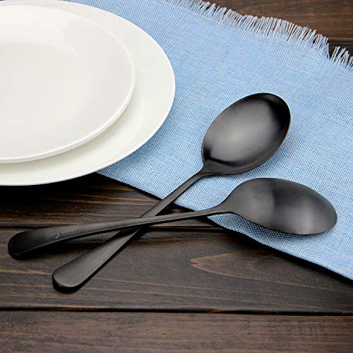 Serving Spoons, Matte Black X-Large Spoons, 6 Pieces 9.8 Inches Serving Tablespoons, AOOSY Stainless Steel Solid Buffet Banquet Flatware Kitchen Basics Serving Spoon Big Ladle Spoon - color: 6Pcs-Silver Large Serving Spoons