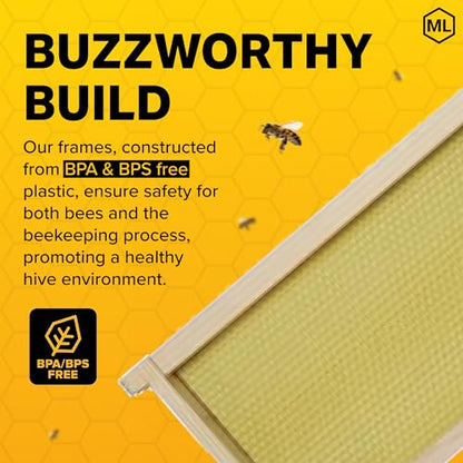 Mann Lake Premium Beekeeping Frames, Fully Assembled, Enhanced Max Wax Coating for Rapid Comb Drawing, Universal Fit, BPA & BPS Free, 6 1/4 Inches, Natural, 20-Pack