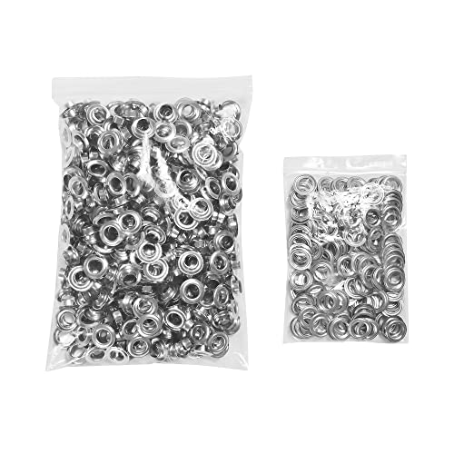 KING PIECES 1000pcs Grommets 3/8 Inch (10mm) Washers and Grommets Kit for Grommet Tool, Banner & Posters Metal Grommets Eyelets for Fabric Clothes Leather Belt Punching - color: Silver, size: 1000pcs 3/8 Inch