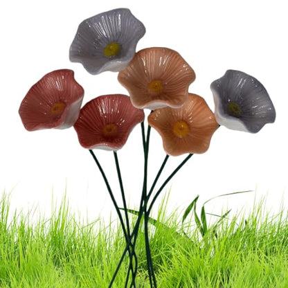 Ceramic Bee Watering Station for Garden | 6Pcs 25cm Bee Blossoms for Water Ceramic | Pollinator Feeder Flowers for Bees | Water Drinking Station Bowl | Rain Catcher Mini Bird Baths On Stakes
