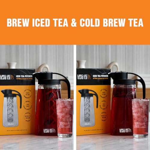 Tiesta Tea - Loose Leaf Iced Tea Pitcher, BPA-Free Tritan Plastic, Includes Multipurpose Nylon Mesh Infuser, Brew Hot & Cold, Leak-Proof Twist-On Lid, Dishwasher Safe, 1/2 Gallon Capacity - style: Pitcher(64 fl oz)