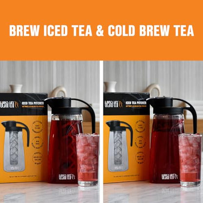 Tiesta Tea - Loose Leaf Iced Tea Pitcher, BPA-Free Tritan Plastic, Includes Multipurpose Nylon Mesh Infuser, Brew Hot & Cold, Leak-Proof Twist-On Lid, Dishwasher Safe, 1/2 Gallon Capacity - style: Pitcher(64 fl oz)