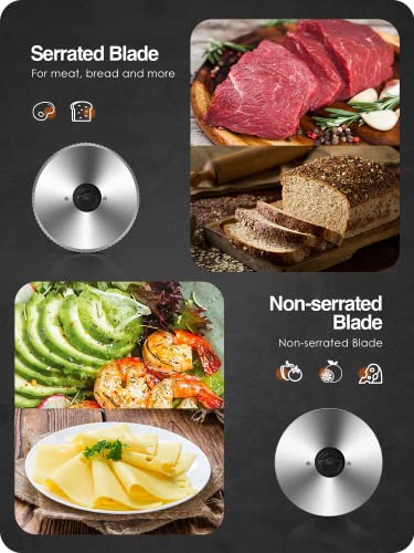 OSTBA Meat Slicer 200W Electric Deli Food Slicer with 2 Removable 7.5" Stainless Steel Blade, Adjustable Thickness for Home Use, Child Lock Protection, Easy to Clean, Cuts Meat, Bread and Cheese - size: 7.5"x2 Blades-200 watts