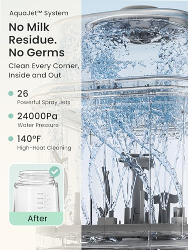 Grownsy EaseClean Pro Bottle Washer | Visible Cleaning Windows | All-in-One Wash, Sterilize & Dry System | 360° High-Pressure Cleaning | for Bottles, Pump Parts & Baby Essentials - color: Beige