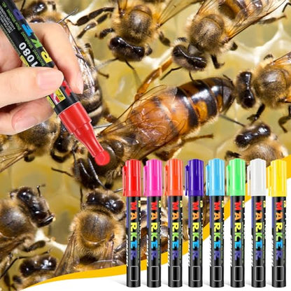 Qualirey 12 Pcs Queen bee Marker Kit 8 Queen Bee Marker Pens 4 Metal Catcher Clips Beekeeping Tools Supplies for Beekeeper One Handed Essential