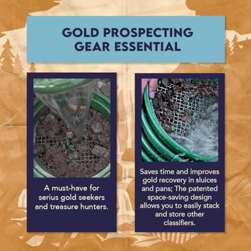 SE 13.25 Inch Wide Stackable Classifier Gold Prospecting Pan - 1/100 Inch Stainless Steel Mesh Sifting Pan, Green - size: 1/100 inch, style: Pans