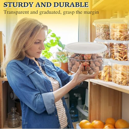 Ziliny 2 Pcs 2 Qt Clear Round Food Storage Container with Lid, Dough Proofing Bucket Clear Translucent Containers with Red Scale Commercial Grade for Pizza Bread Kitchen Organization(White) - color: White