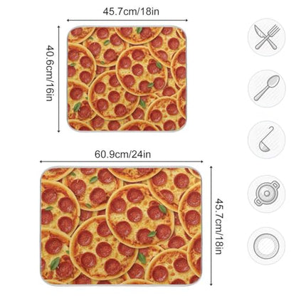 Dish Drying Mats, Pizza Cheese Print Dishes Pad, Reversible Dish Drying Rack Mat Kitchen Counter Mat, 16x18in - size: 16x18in