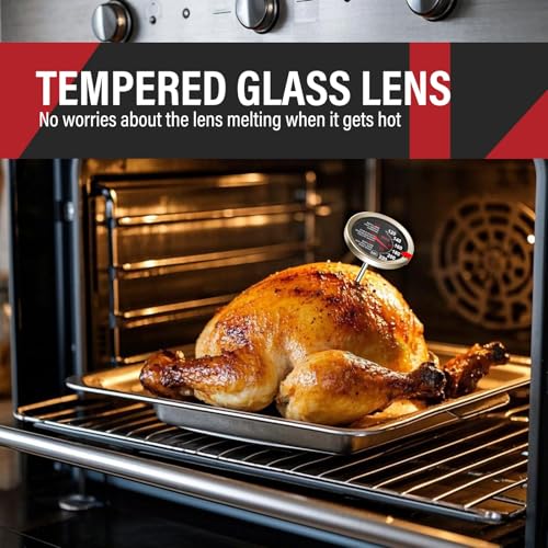 AWLKIM 2 Pack Analog Meat Thermometer Oven Safe Dial No Battery | Bimetallic Stem Dial, Leave-In Oven Safe, 2.5in Large Face, No Batteries for Roast Turkey Grill BBQ Cooking - color: 2 Pack Black