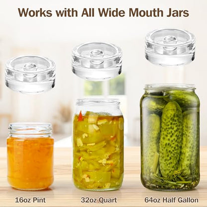 Xileanalee Fermentation Weight Glass 4 Pack for Wide Mouth Mason Jar-Easy Grip Handle Fermenting Weights for Pickling -7Oz 2.75inch Canning Weights for Fermenting - color: clear