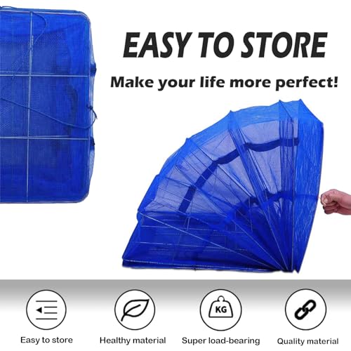 Drying Rack 6 Layers Folding Fish Mesh, Foldable Nylon Netting, Hanging Drying Fish Net, for Shrimp Fish Fruit Vegetables Herb, with Zipper Opening-Blue (37.4X19.6X19.6 in)… - size: 6 Layers